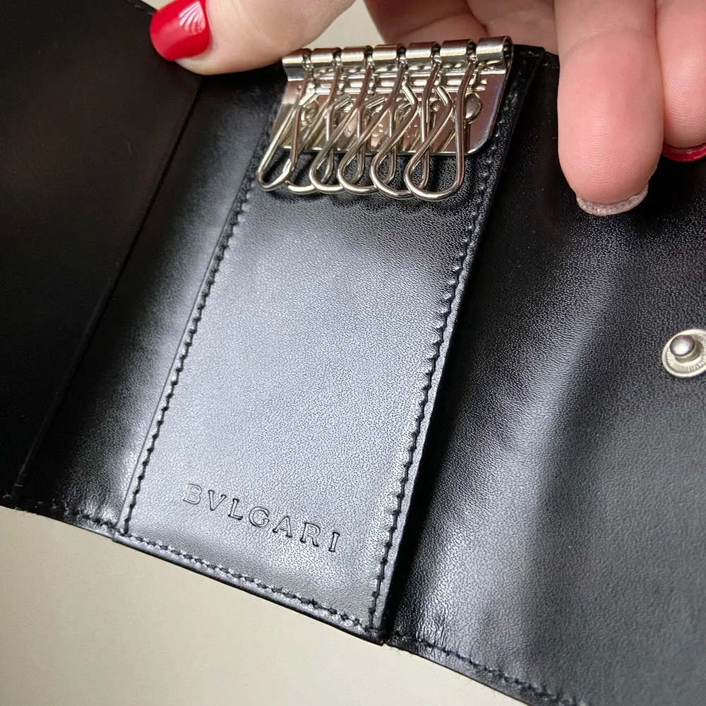 Bulgari canvas leather key wallet